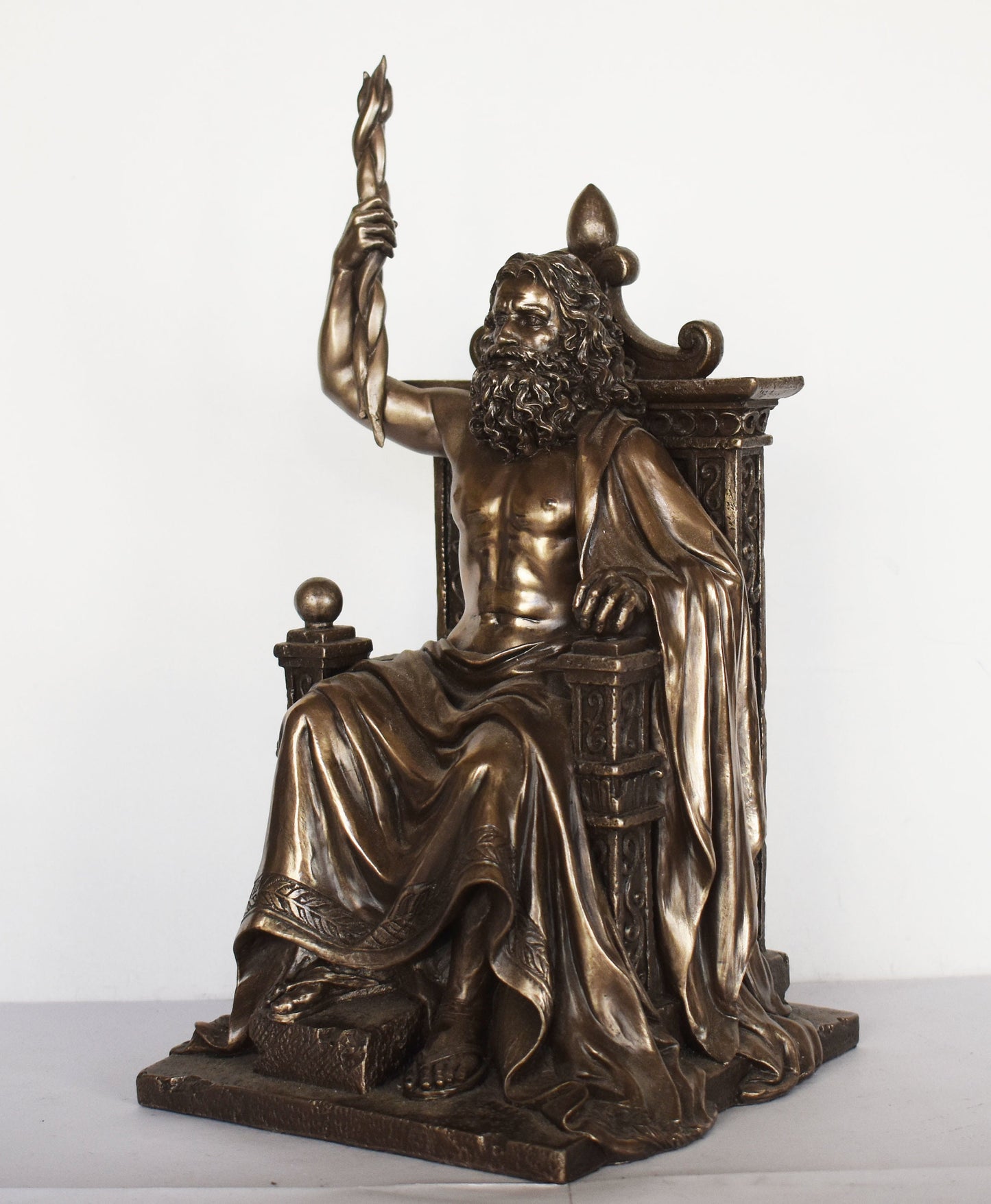 Zeus Jupiter on Throne - Greek Roman God of the Sky, Law and Order, Destiny and Fate - King of Mount Olympus - Cold Cast Bronze Resin