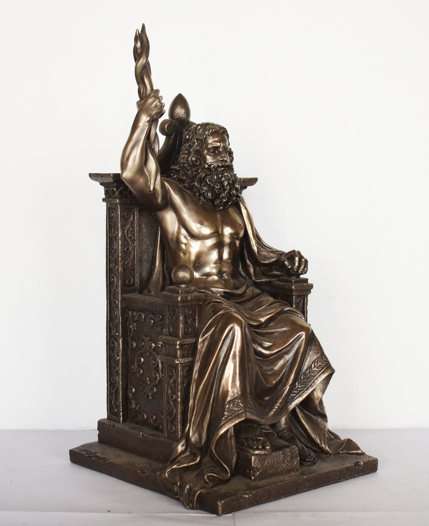 Zeus Jupiter on Throne - Greek Roman God of the Sky, Law and Order, Destiny and Fate - King of Mount Olympus - Cold Cast Bronze Resin