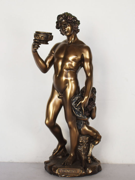 Dionysus Bacchus - Greek Roman God of Wine, Fertility, Theater and Religious Ecstasy - son of Zeus and Semele - Cold Cast Bronze Resin