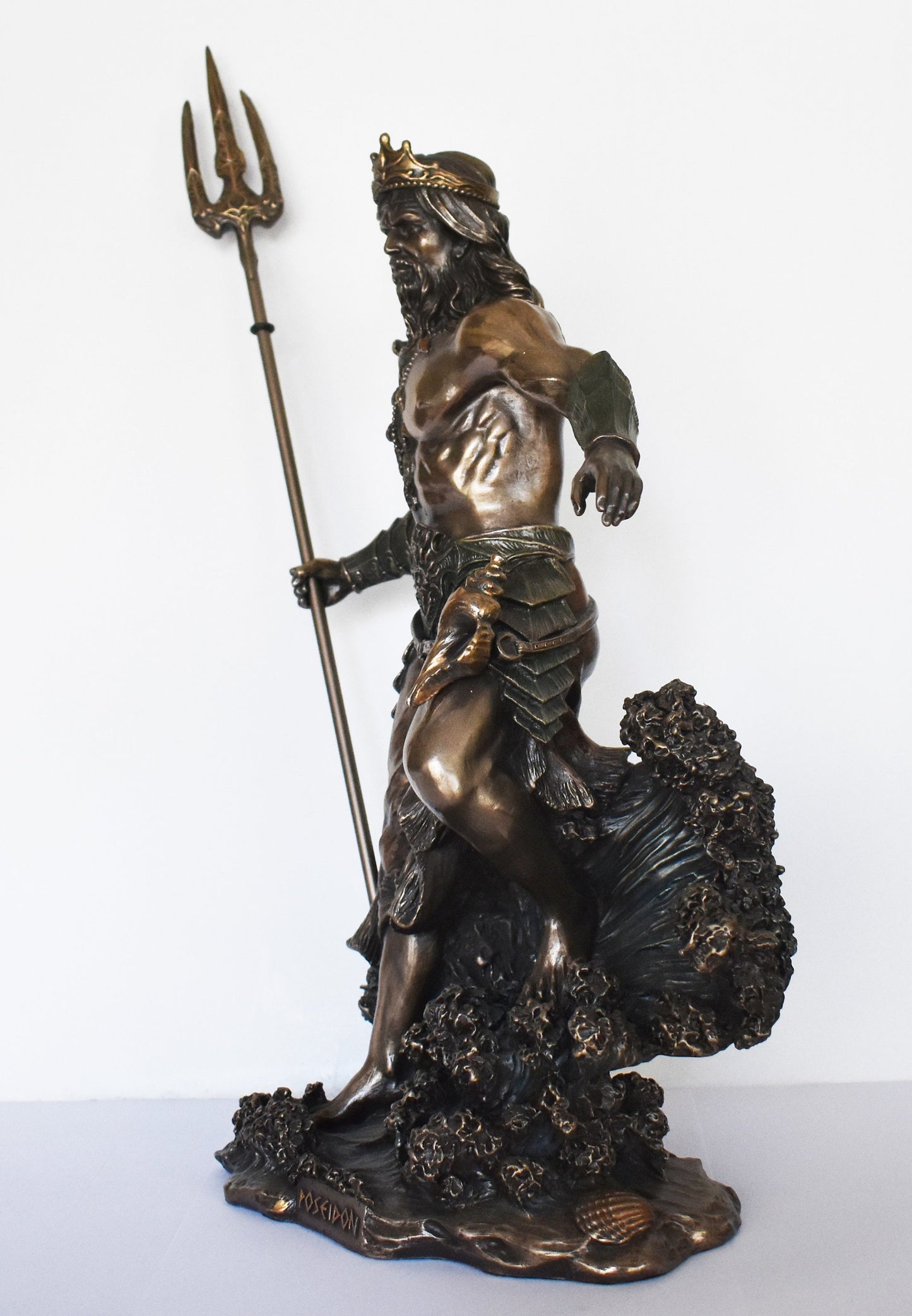 Poseidon Neptune - Greek Roman God of the Sea, Storms, Earthquakes and Horses - Ennosigaios - Cold Cast Bronze Resin