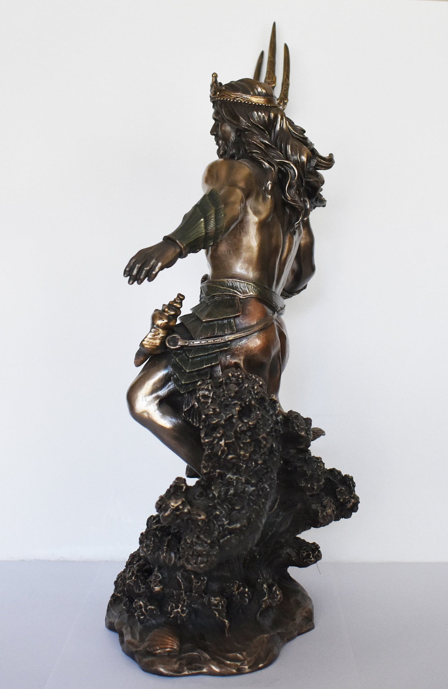 Poseidon Neptune - Greek Roman God of the Sea, Storms, Earthquakes and Horses - Ennosigaios - Cold Cast Bronze Resin