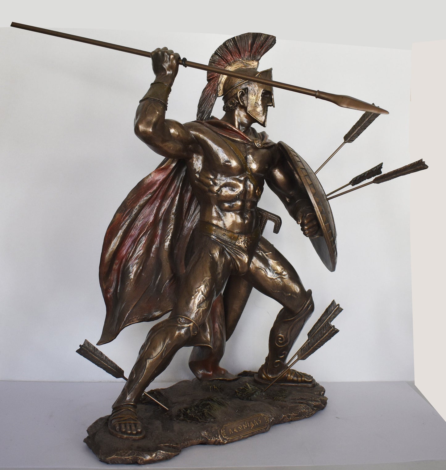 Leonidas - Spartan King - 300 - Battle of Thermopylae - 480 BC - value of liberty - Molon Labe, Come and Take Them - Cold Cast Bronze Resin