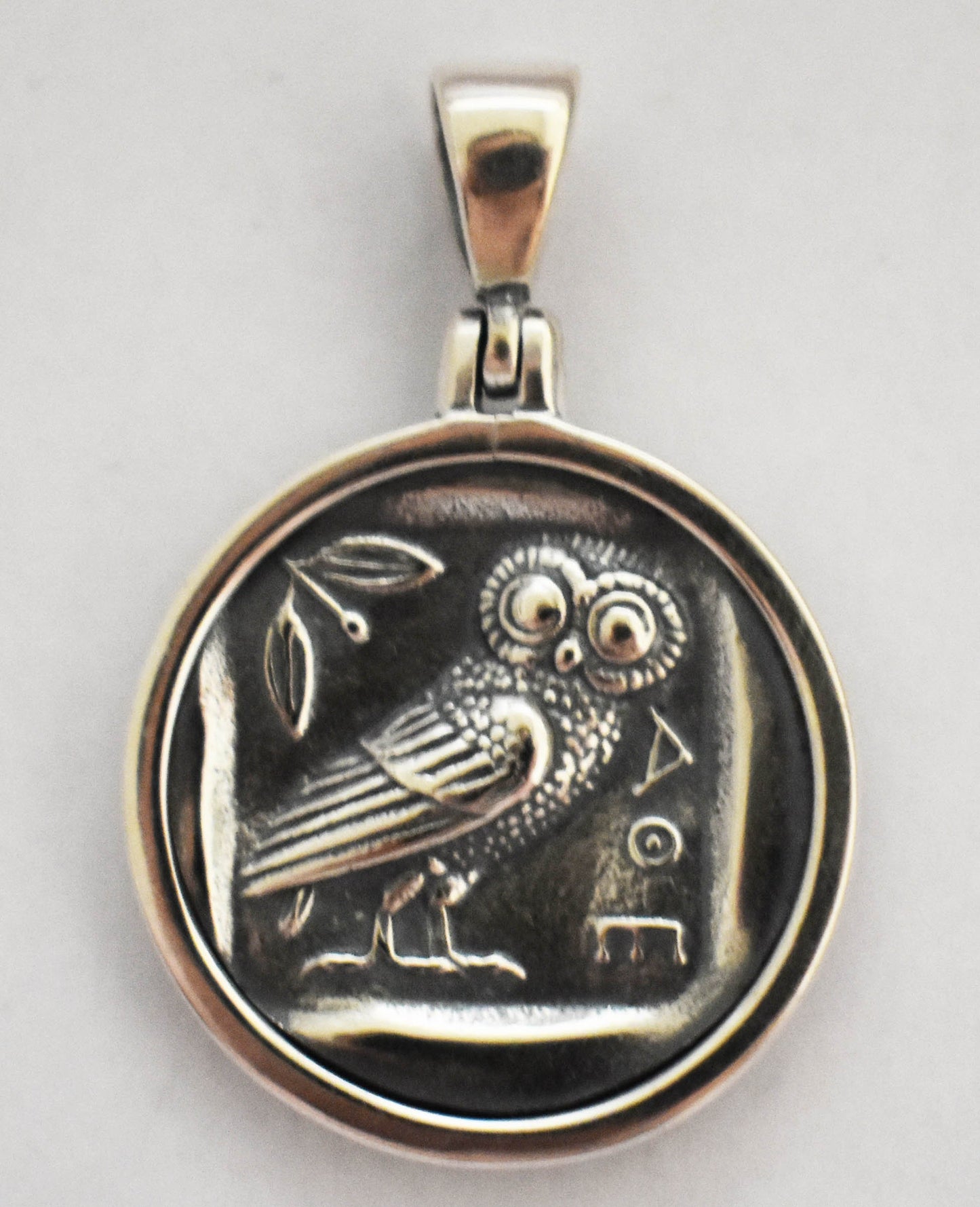 Athena Minerva Greek Roman Goddess of Wisdom - Owl  - Tetradrachm 431-413 BC - Coin Pendant - 925 Sterling Silver