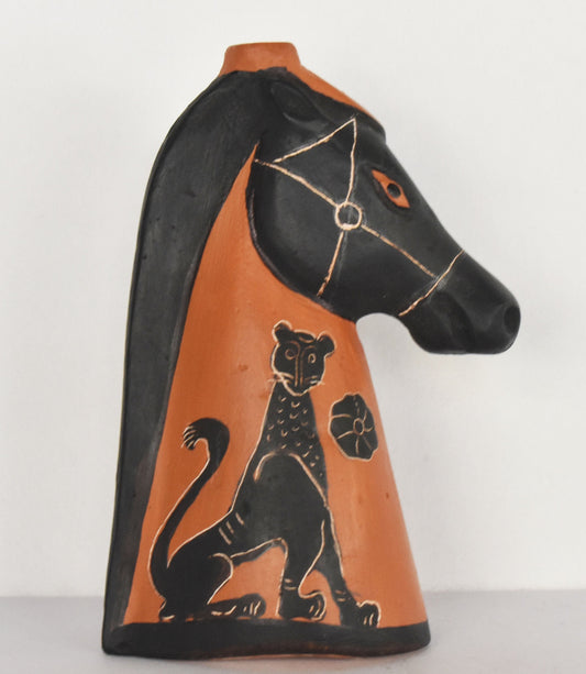 Horse Head - Athens, Attica - 500 BC - Symbol of  Courage, Integrity, Power - Miniature - Museum Reproduction  - Ceramic Artifact