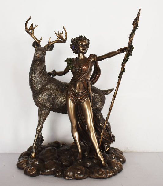 Artemis Diana – Greek Roman Goddess of Hunt, the Wilderness, Wild Animals, the Moon - Daughter of Zeus and Leto- Cold Cast Bronze Resin
