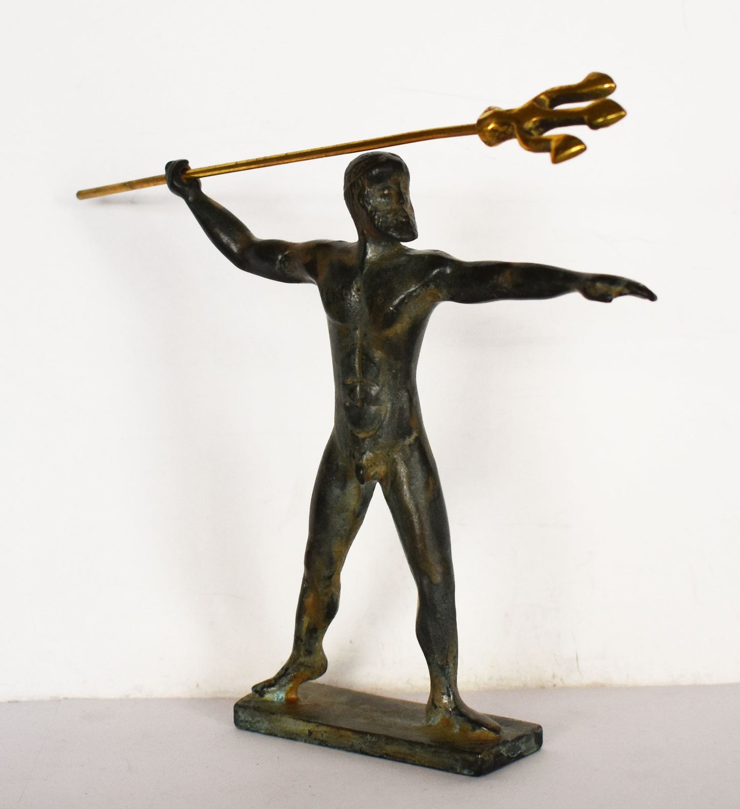 Poseidon Neptune - Greek Roman God of the Sea, Storms, Earthquakes and Horses - Greek Mythology -  brother of Zeus - pure bronze  statue