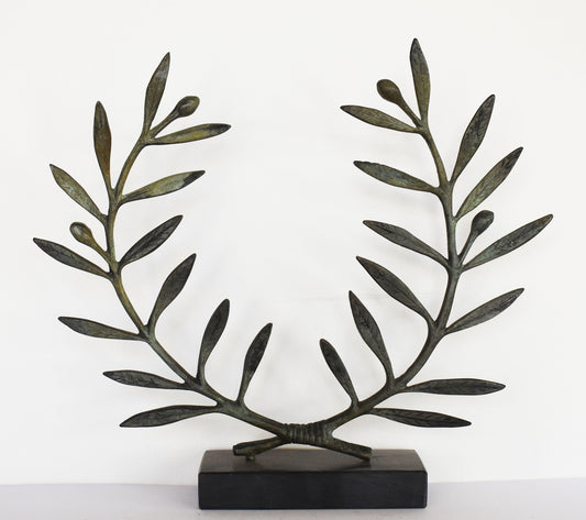 Kotinos  - Olive Wreath - Prize for the Winner at the Ancient Olympic Games - Marble Base - Reproduction - pure bronze  statue