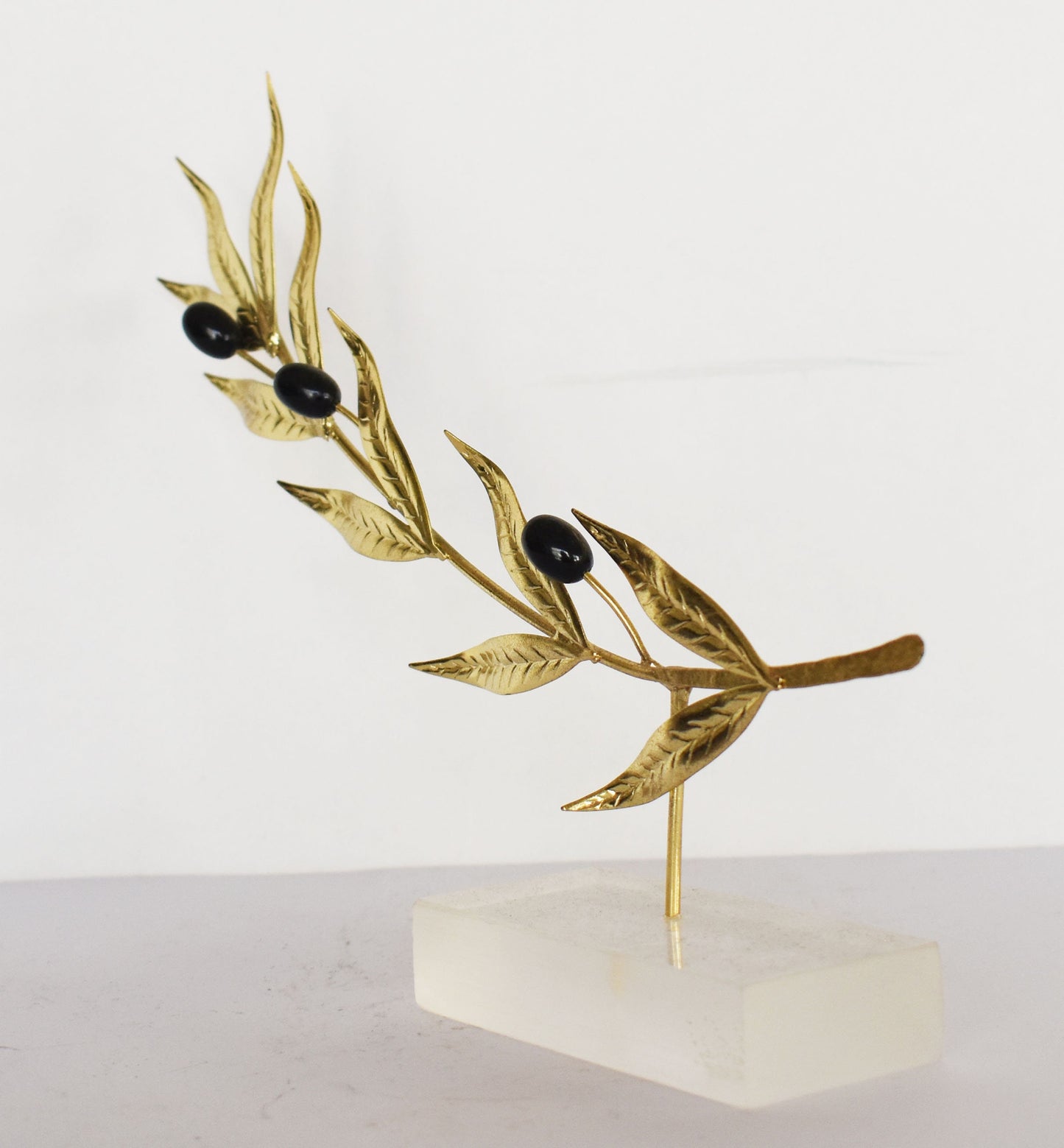 Olive Branch - Ancient Greek Symbol of Peace and Victory - Olympic Games Prize - Plexiglass Base - pure bronze