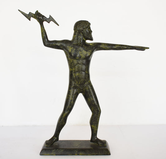 Zeus Jupiter-  Greek Roman King of all Gods of Mount Olympus - Ruler of Sky, Lightning and Thunder - pure bronze statue