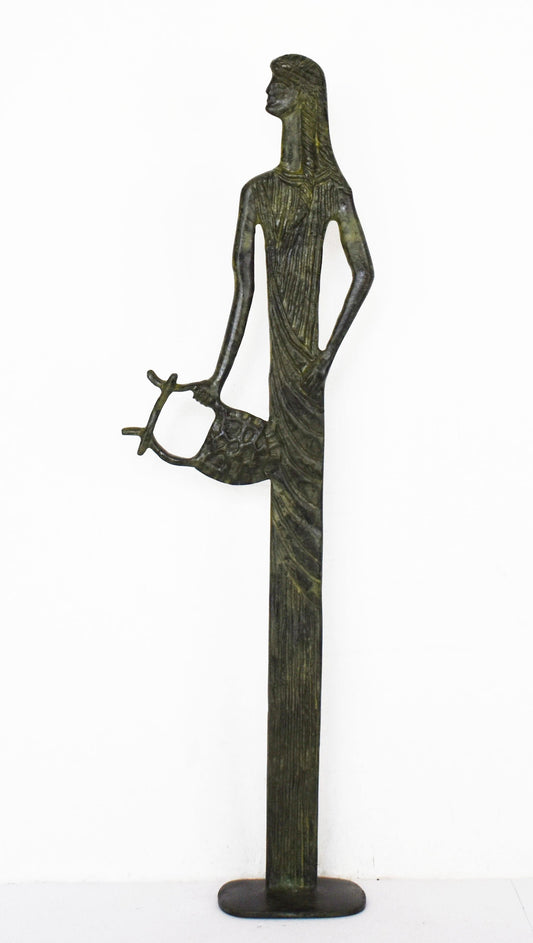 Apollo with Lyre - Greek Roman God of the Sun,Light,Music,Poetry,Healing,Prophecy,Knowledge,Order,Beauty,Archery - pure bronze  statue