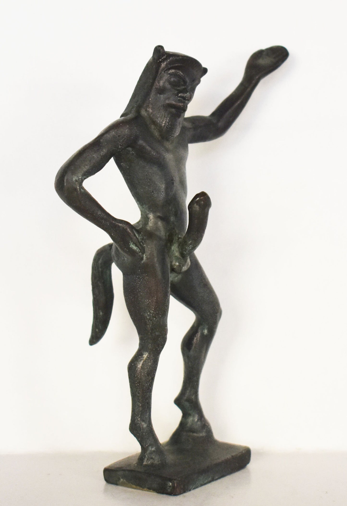 Satyr - Male Nature Spirit - Attendant of Pan and Dionysus - Goat-Human Hybrid- pure bronze  statue