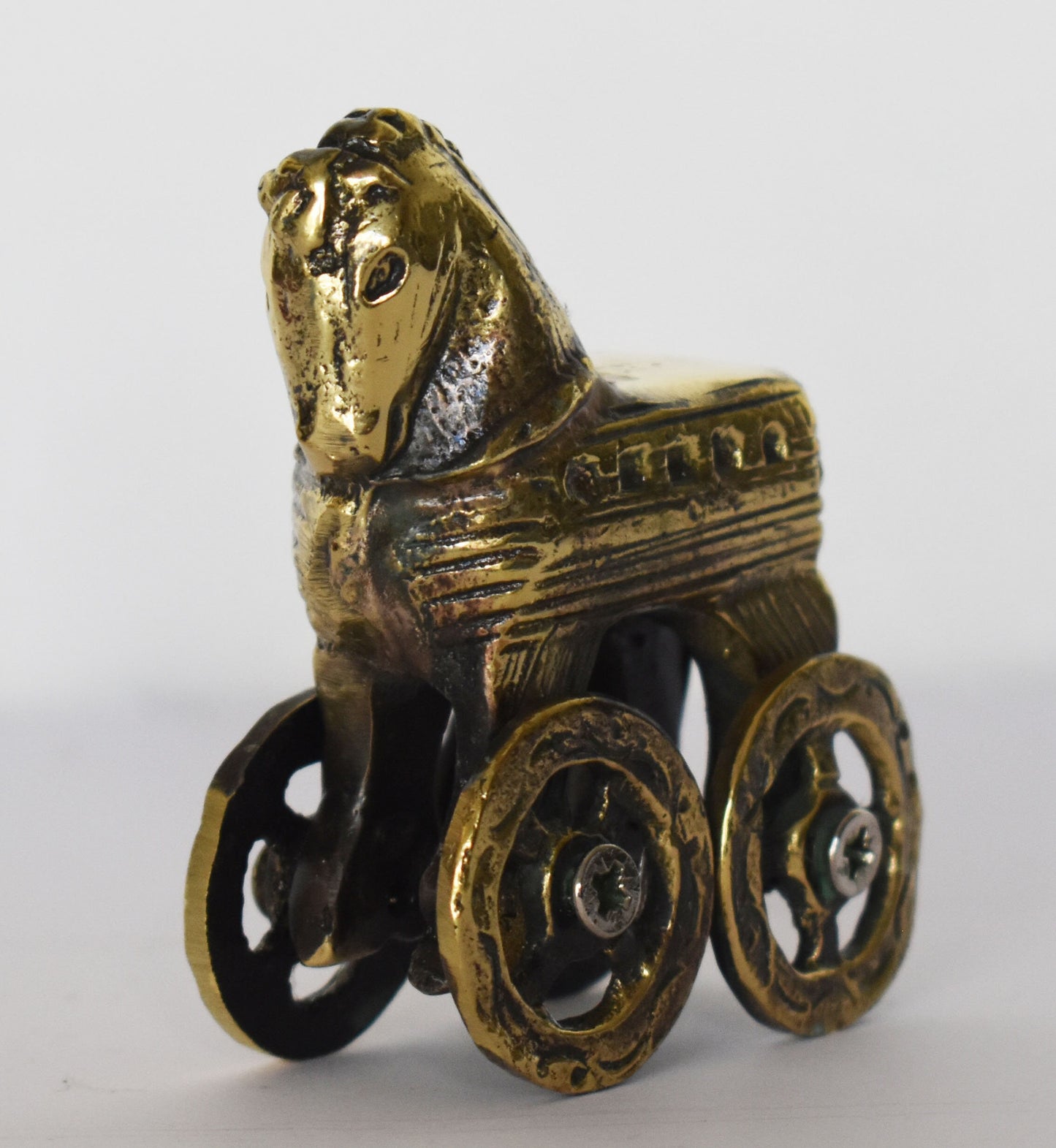 Trojan Horse on Wheels - Hollow Greek Horse - Trojan War - Homer’s Iliad - Miniature - pure bronze statue