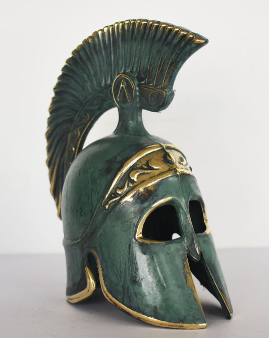 Ancient Greek Spartan Corinthian Helmet - Λ Symbol - pure bronze statue