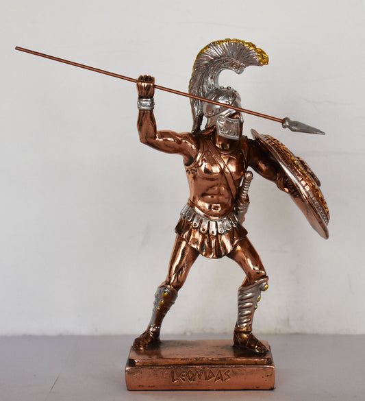 Leonidas - Spartan King - Leader of 300 - Battle of Thermopylae - Heroic Sacrifice - 480 BC - Molon Labe - Copper Plated Alabaster