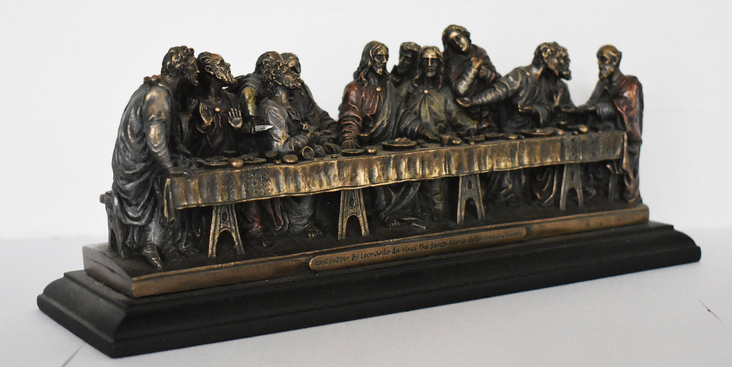 Last Supper - Jesus with his Apostles in Jerusalem before his Crucifixion - Da Vinci - Reproduction - Cold Cast Bronze Resin