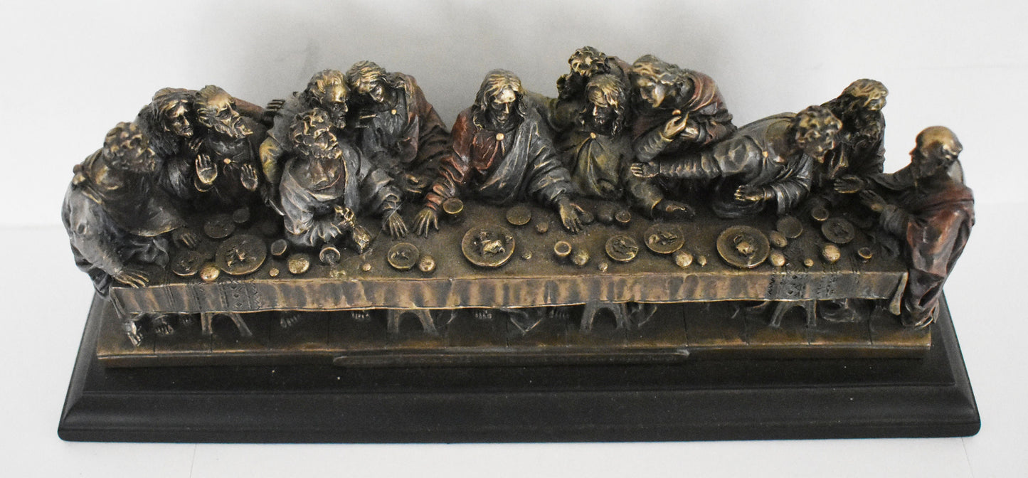 Last Supper - Jesus with his Apostles in Jerusalem before his Crucifixion - Da Vinci - Reproduction - Cold Cast Bronze Resin