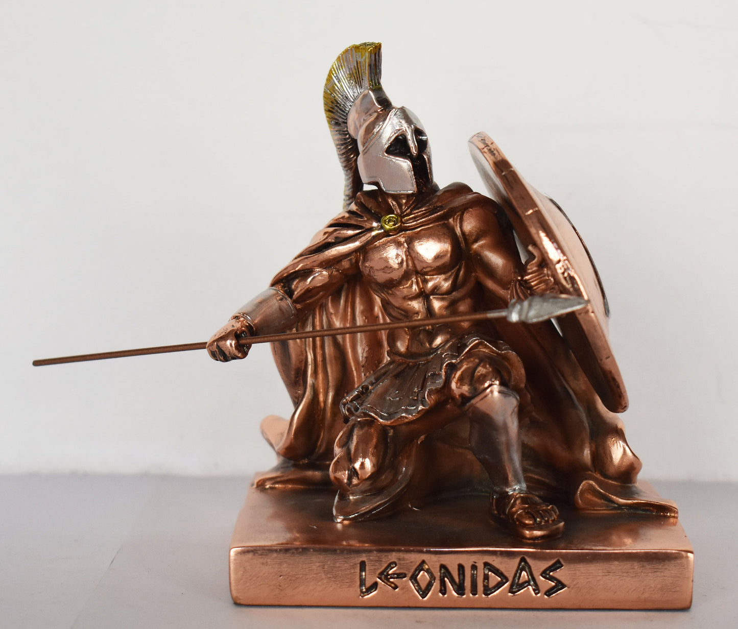 Leonidas - Spartan King - 300 - Battle of Thermopylae - Final Stand - 480 BC - Molon Labe, Come and Take Them - Copper Plated Alabaster