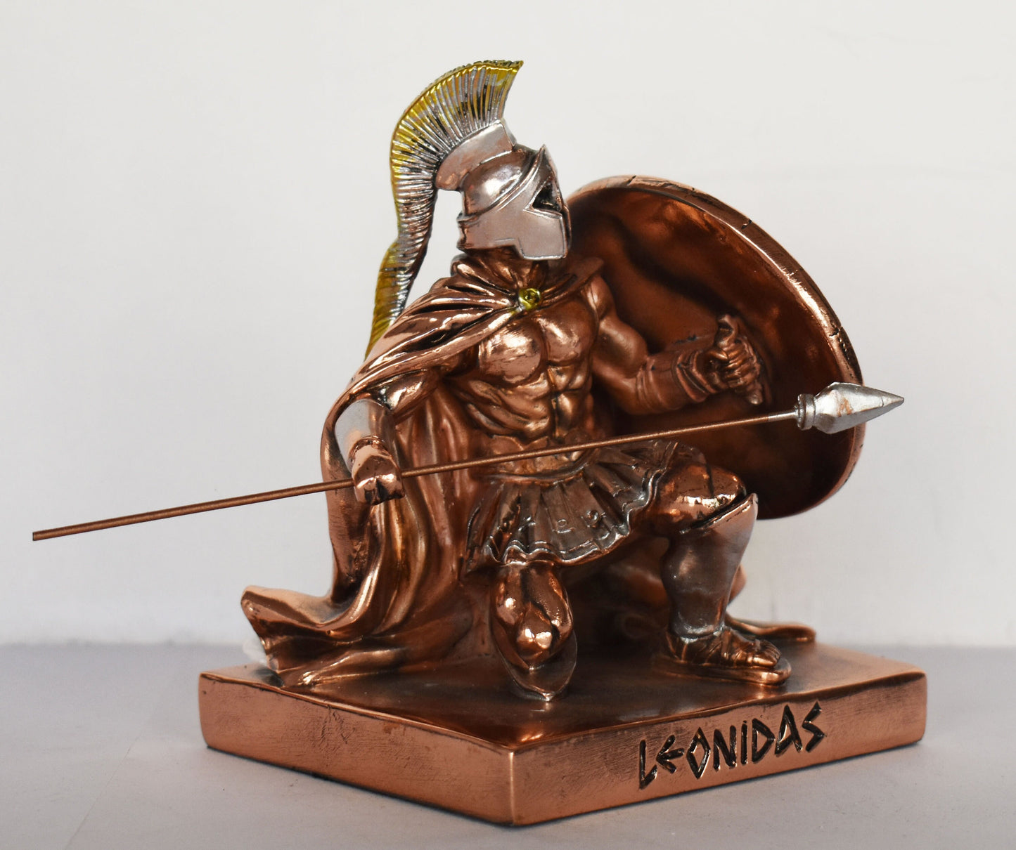 Leonidas - Spartan King - 300 - Battle of Thermopylae - Final Stand - 480 BC - Molon Labe, Come and Take Them - Copper Plated Alabaster