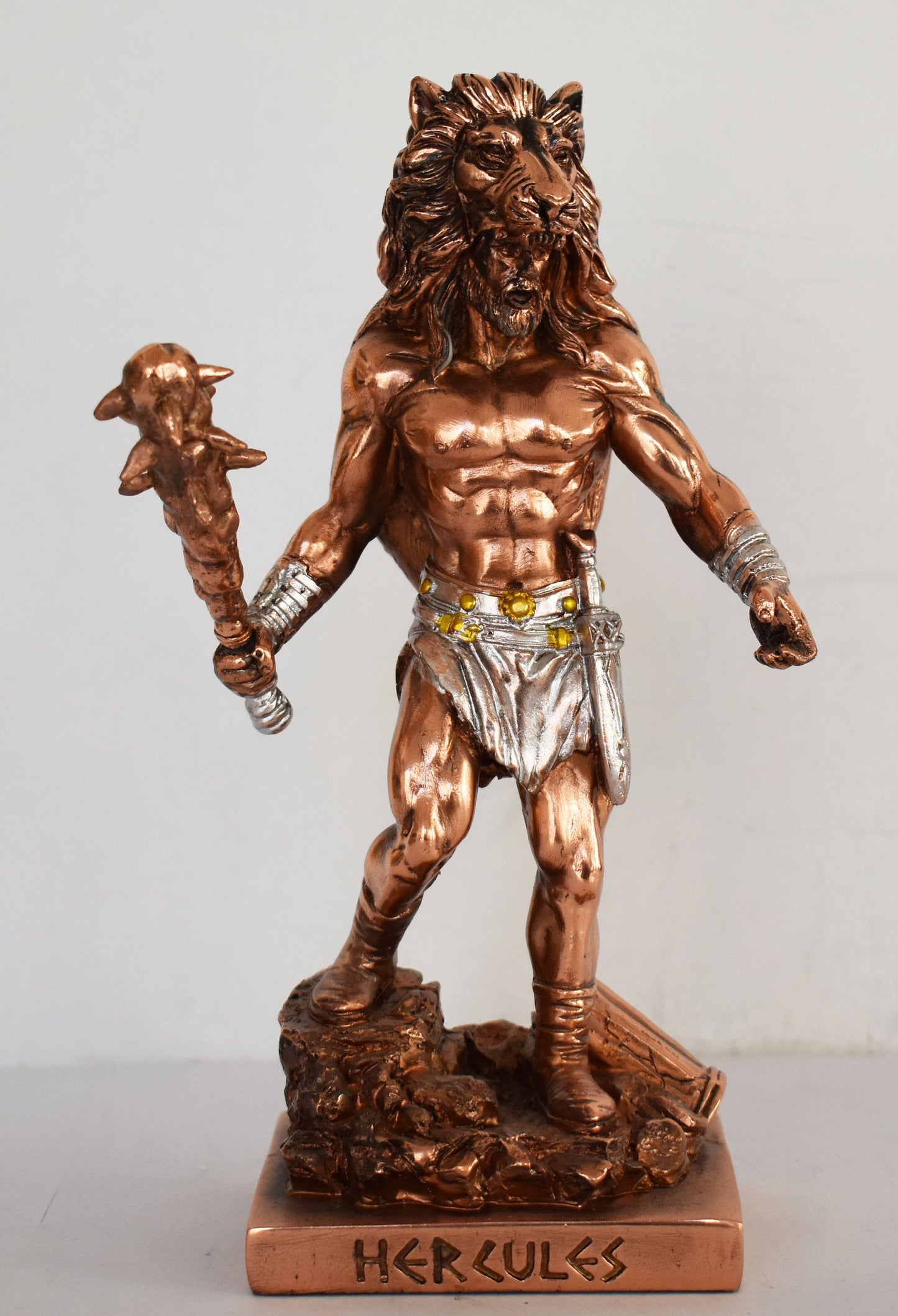 Hercules - Heracles - The most famous and beloved Greek Divine Hero - Strong, Brave and Masculine - Copper Plated Alabaster