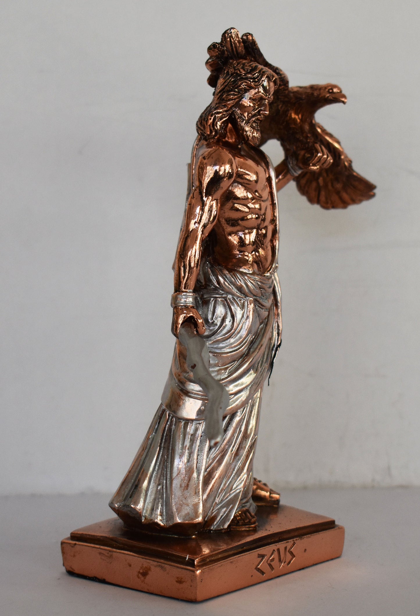 Zeus Jupiter - Greek Roman God of the Sky, Law and Order, Destiny and Fate - Chief Deity of the Pantheon - Copper Plated Alabaster