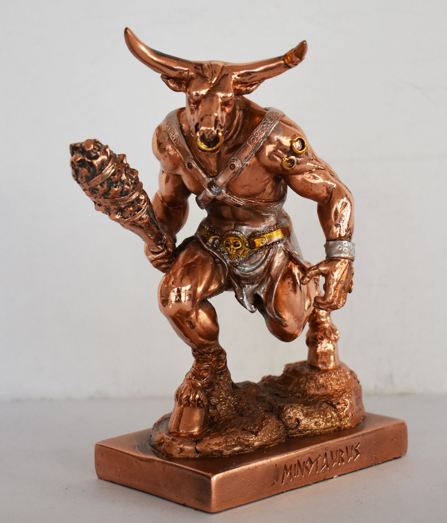 Minotaur - Mythical Creature, Half-Man, Half-Bull - Fierce and Very Strong - Labyrinth, Crete, Theseus - Copper Plated Alabaster