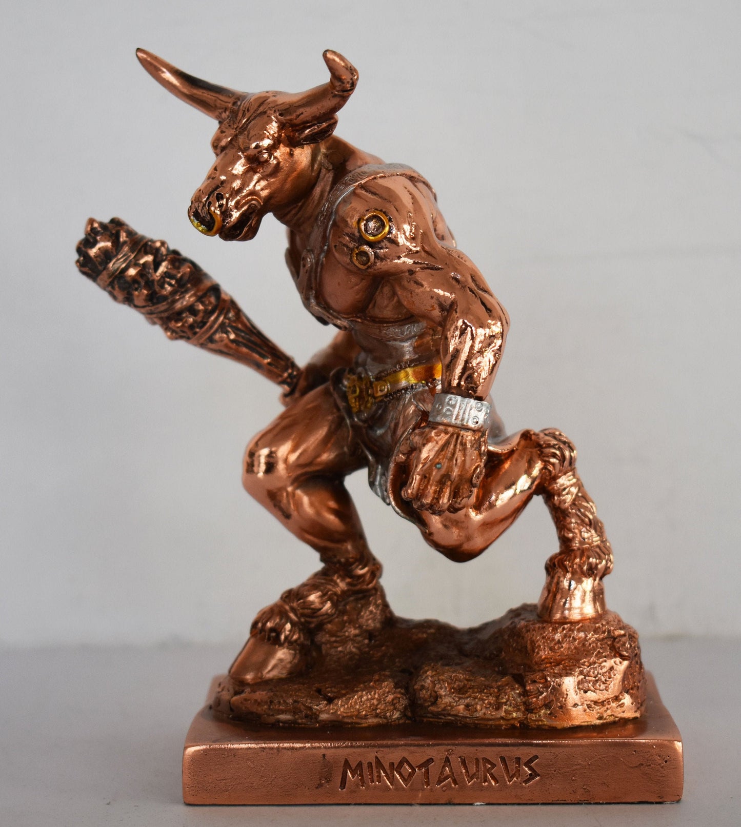 Minotaur - Mythical Creature, Half-Man, Half-Bull - Fierce and Very Strong - Labyrinth, Crete, Theseus - Copper Plated Alabaster