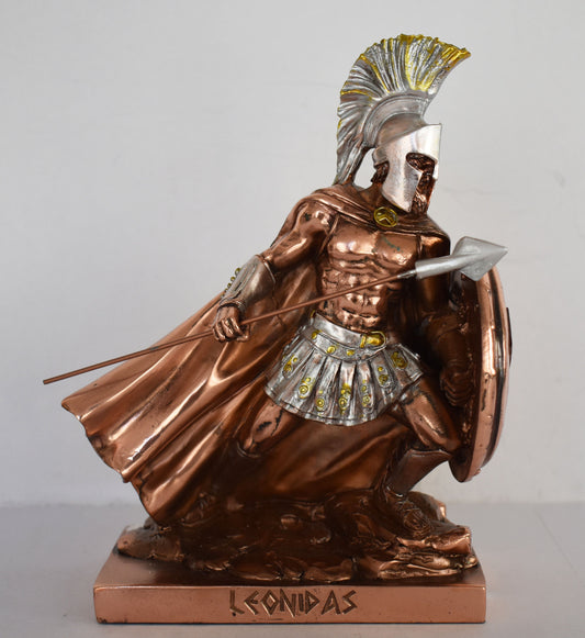 Leonidas - Spartan King - Leader of 300 - Battle of Thermopylae - 480 BC - fight to the death - Molon Labe - Copper Plated Alabaster