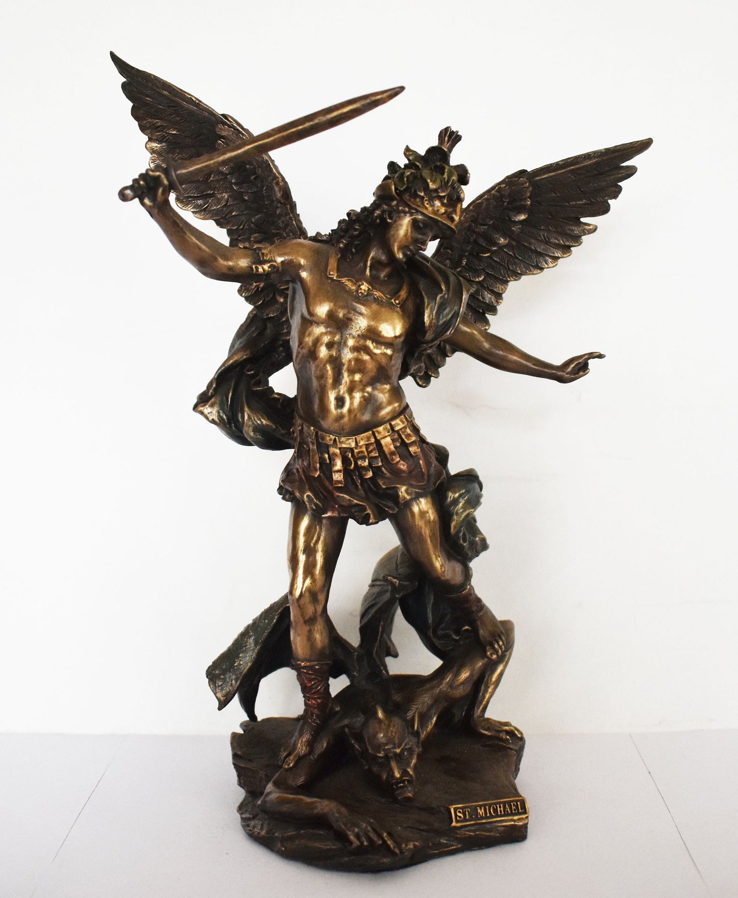 Archangel Michael - Leader of God's Armies against Satan's Forces in the Book of Revelation - Cold Cast Bronze Resin