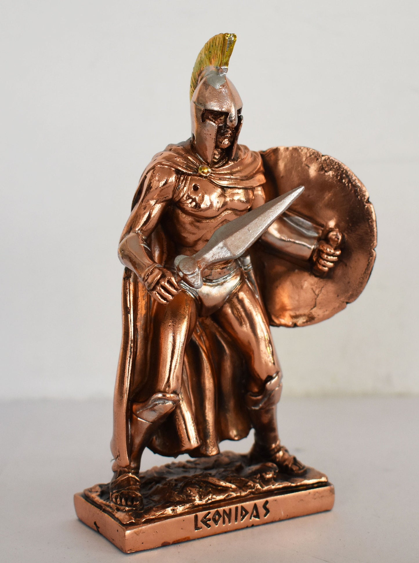 Leonidas - Spartan King - Leader of 300 - Battle of Thermopylae - 480 BC - decision to stay and fight - Molon Labe - Copper Plated Alabaster