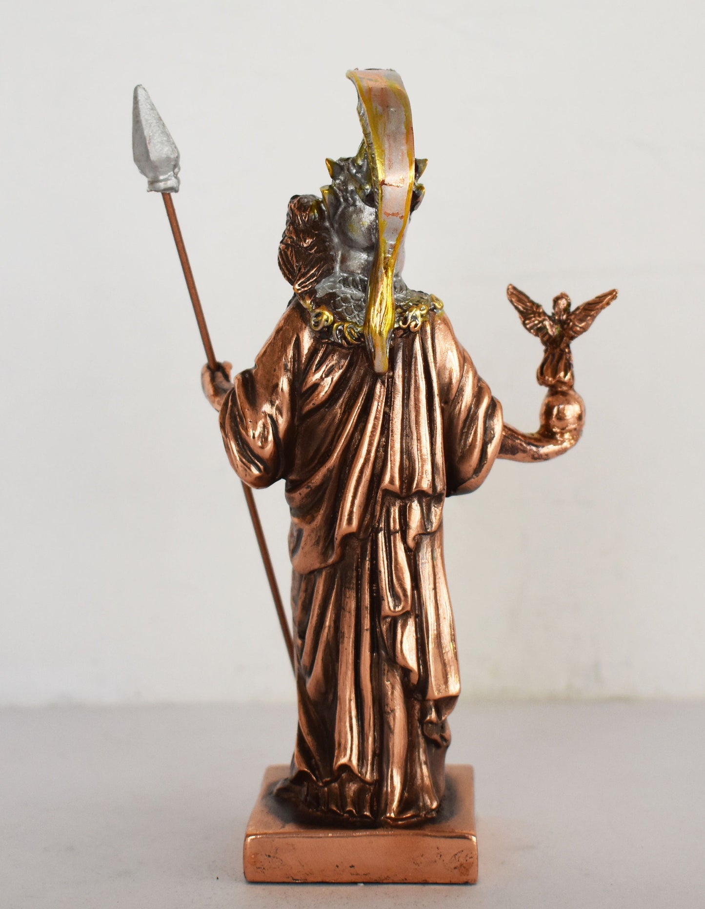 Athena Minerva with Nike and Owl - Greek Roman goddes of Wisdom, Strength, Strategy, Courage, Inspiration, Arts - Copper Plated Alabaster