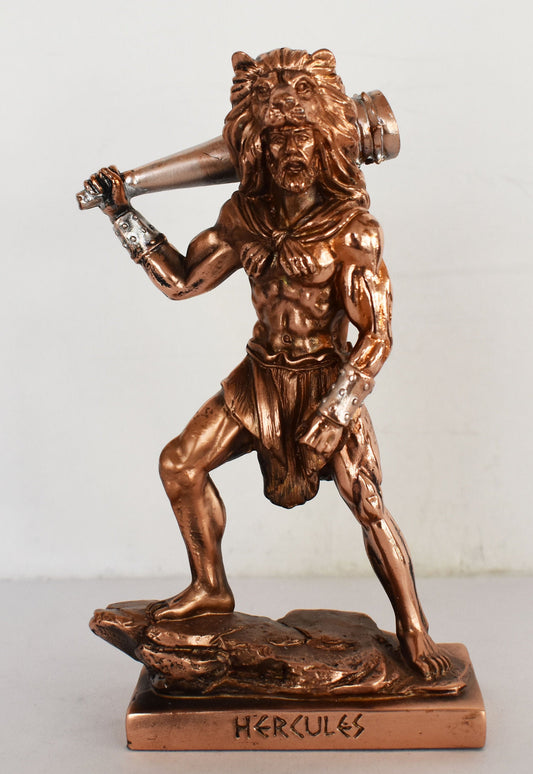 Hercules - Heracles - Demi-god - Greek Divine Hero - The 12 Labours - Strong, Brave and Masculine - Copper Plated Alabaster