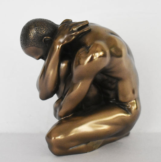 Naked Male Statue - Erotic Art -  no heart can ever feel a sweeter joy than mine - Cold Cast Bronze Resin