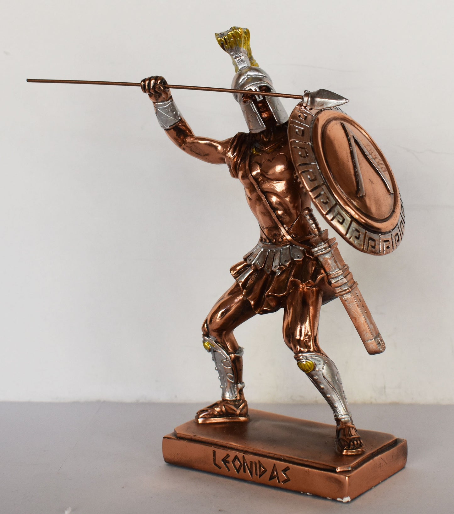 Leonidas - Spartan King - 300 - Battle of Thermopylae - 480 BC -  Sacrificion - Molon Labe, Come and Take Them - Copper Plated Alabaster