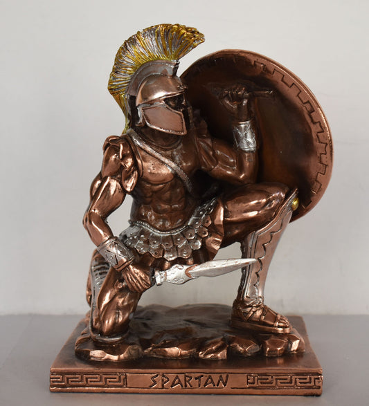 Spartan Hoplite - King Leonidas Warrior - 300 against Persian Army - Battle of Thermopylae - 480 BC - Copper Plated Alabaster