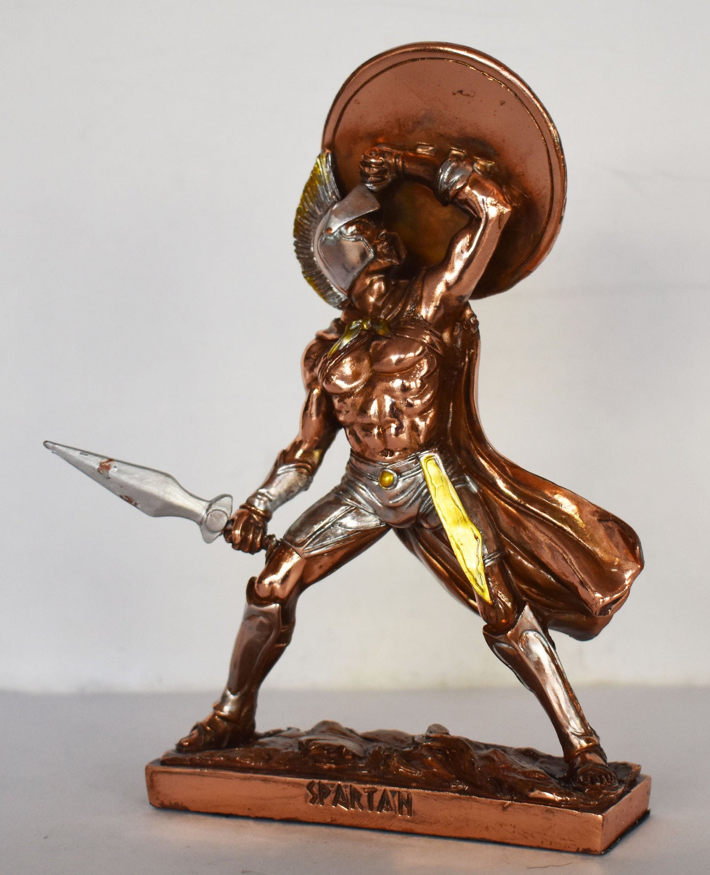 Spartan Hoplite - King Leonidas Warrior - 300 against Persian Army - Battle of Thermopylae - 480 BC - War - Copper Plated Alabaster