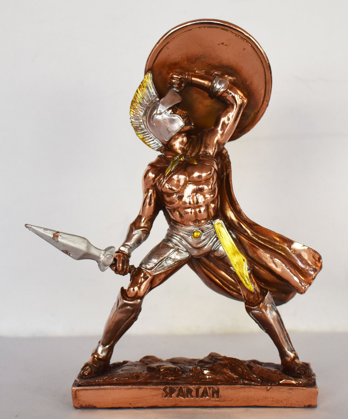 Spartan Hoplite - King Leonidas Warrior - 300 against Persian Army - Battle of Thermopylae - 480 BC - War - Copper Plated Alabaster