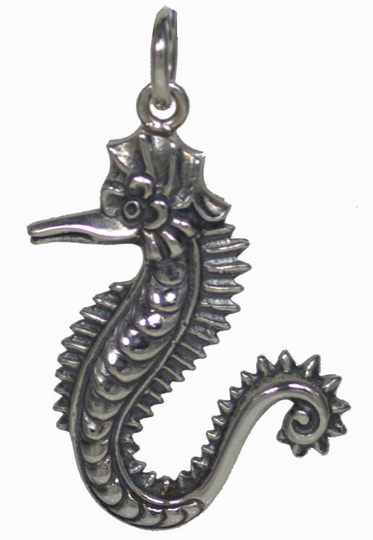 Hippocampus Seahorse - Symbol of God Poseidon Neptune - Power, Water, Helpfulness, Bravery - Pendant - 925 Sterling Silver