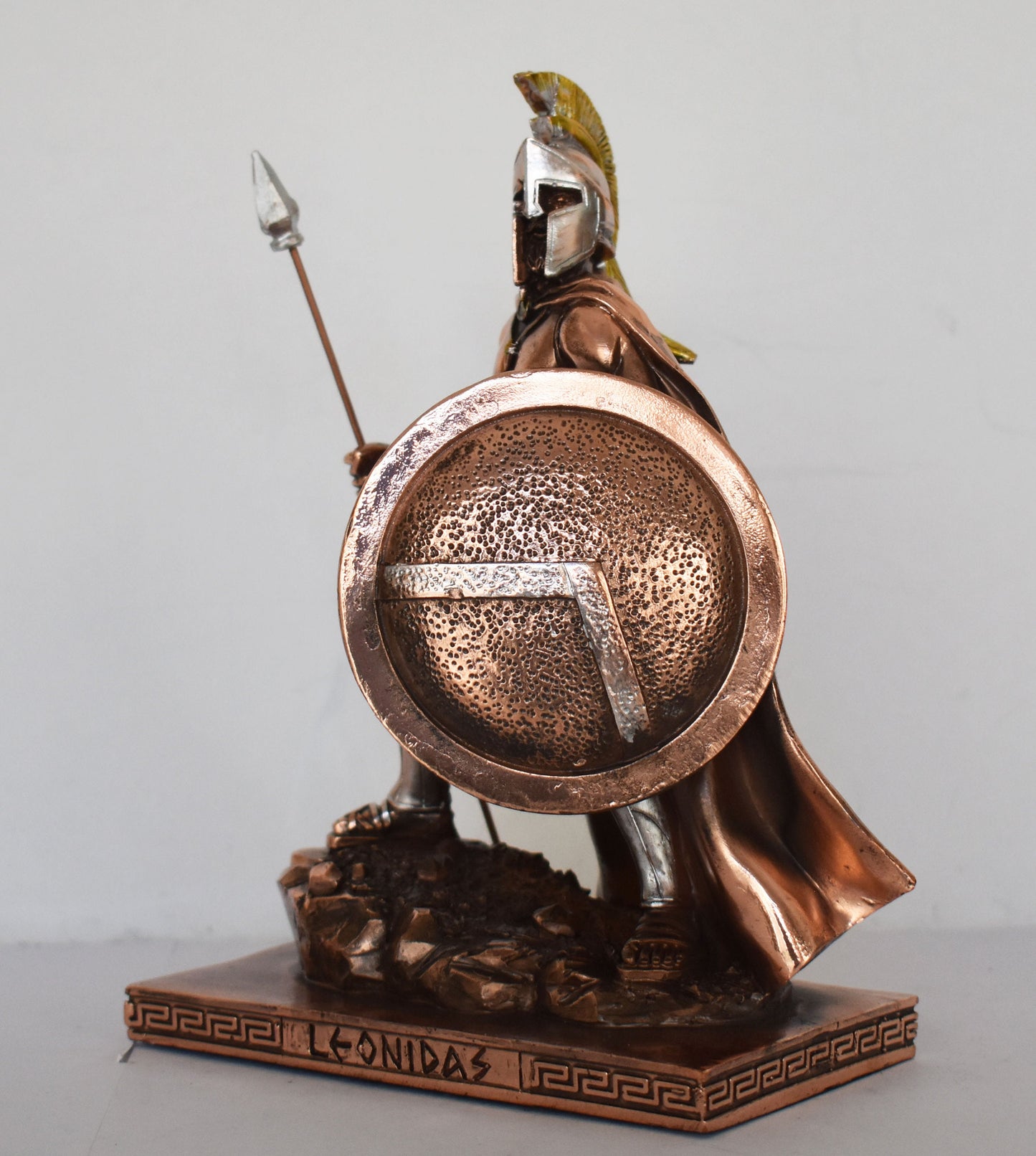 Leonidas - Spartan King - Leader of 300 - Legendary Battle of Thermopylae, 480 BC - Molon Labe, Come and Take Them - Copper Plated Alabaster