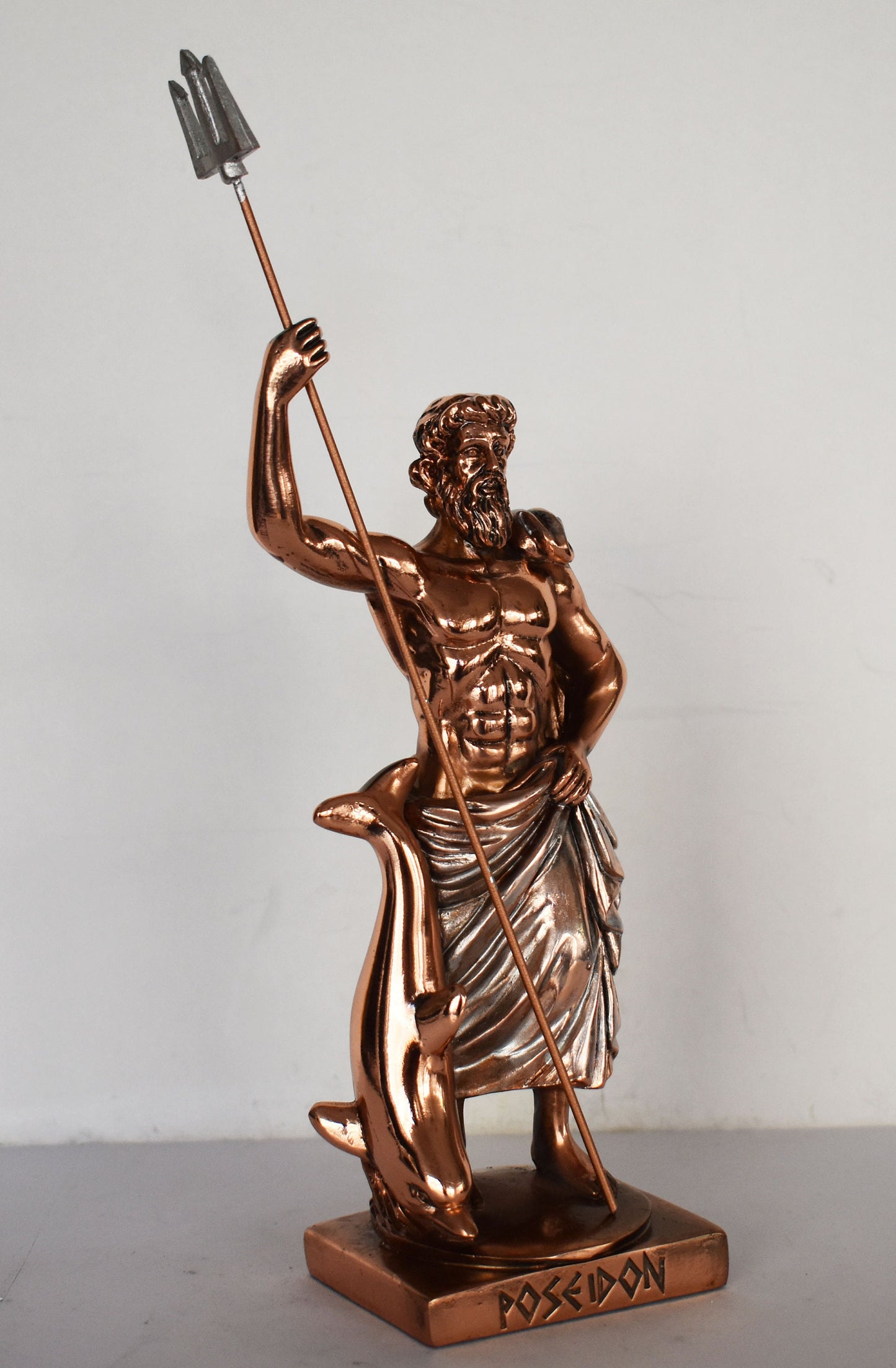 Poseidon Neptune - Greek Roman God of the Sea, Storms, Earthquakes and Horses - powers of nature - Copper Plated Alabaster