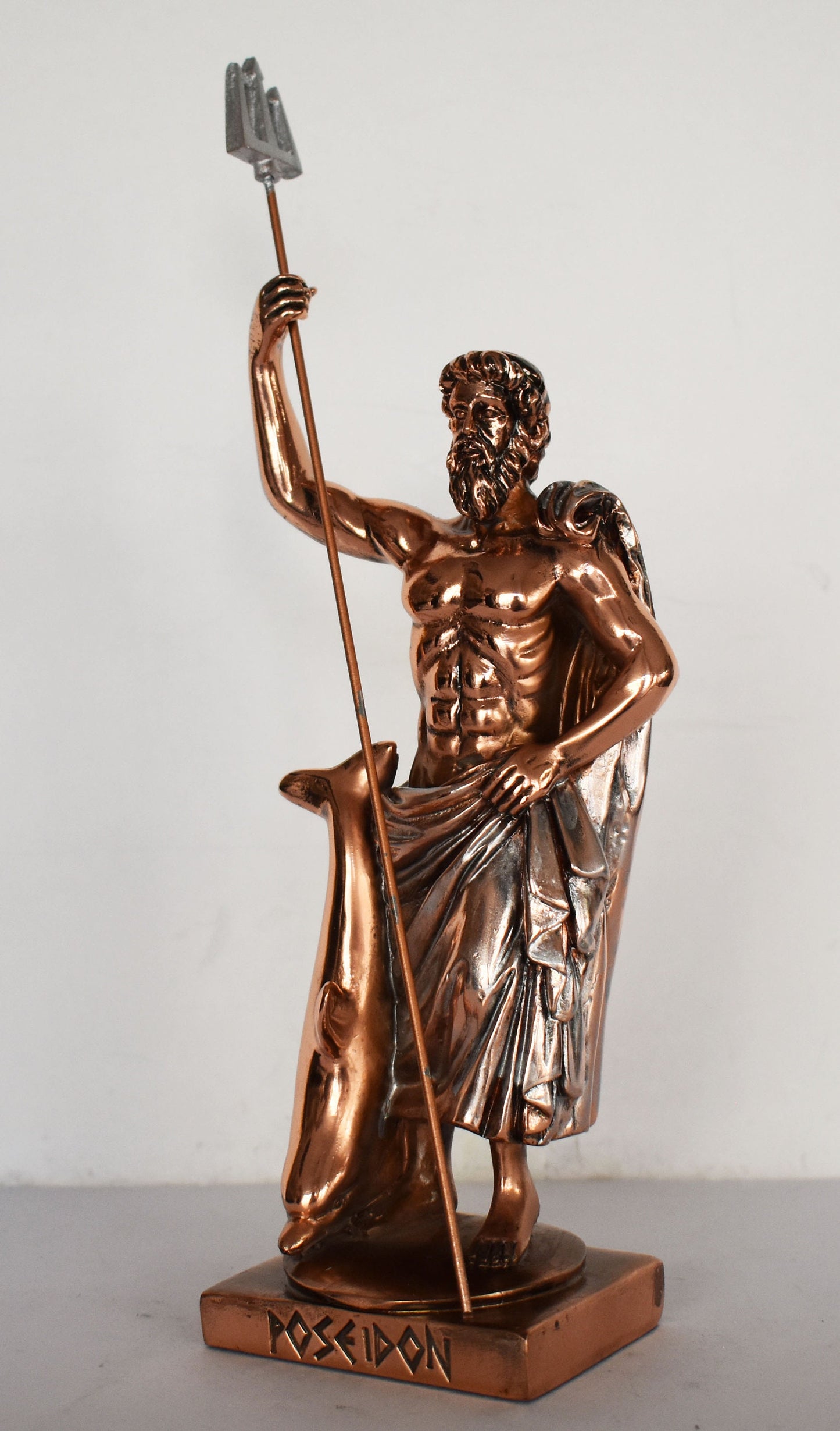 Poseidon Neptune - Greek Roman God of the Sea, Storms, Earthquakes and Horses - powers of nature - Copper Plated Alabaster