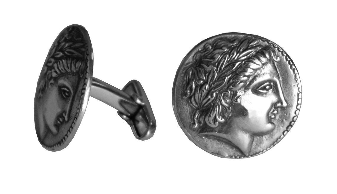 Apollo - Greek Roman God of archery, music and dance, prophecy, healing, Sun, light - Cufflinks - 925 Sterling Silver