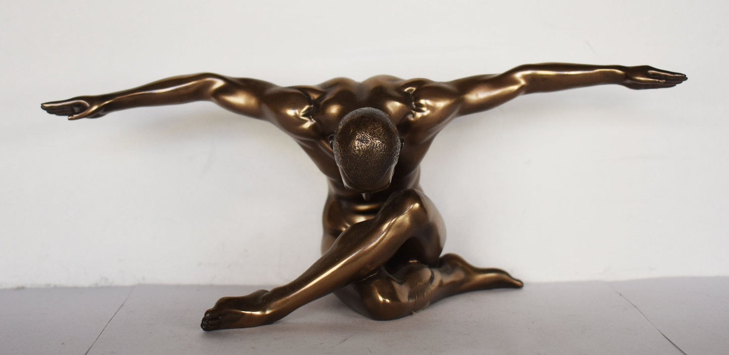 Naked Male Statue -  your eyes have their silence:in your most frail gesture are things which enclose me - Cold Cast Bronze Resin