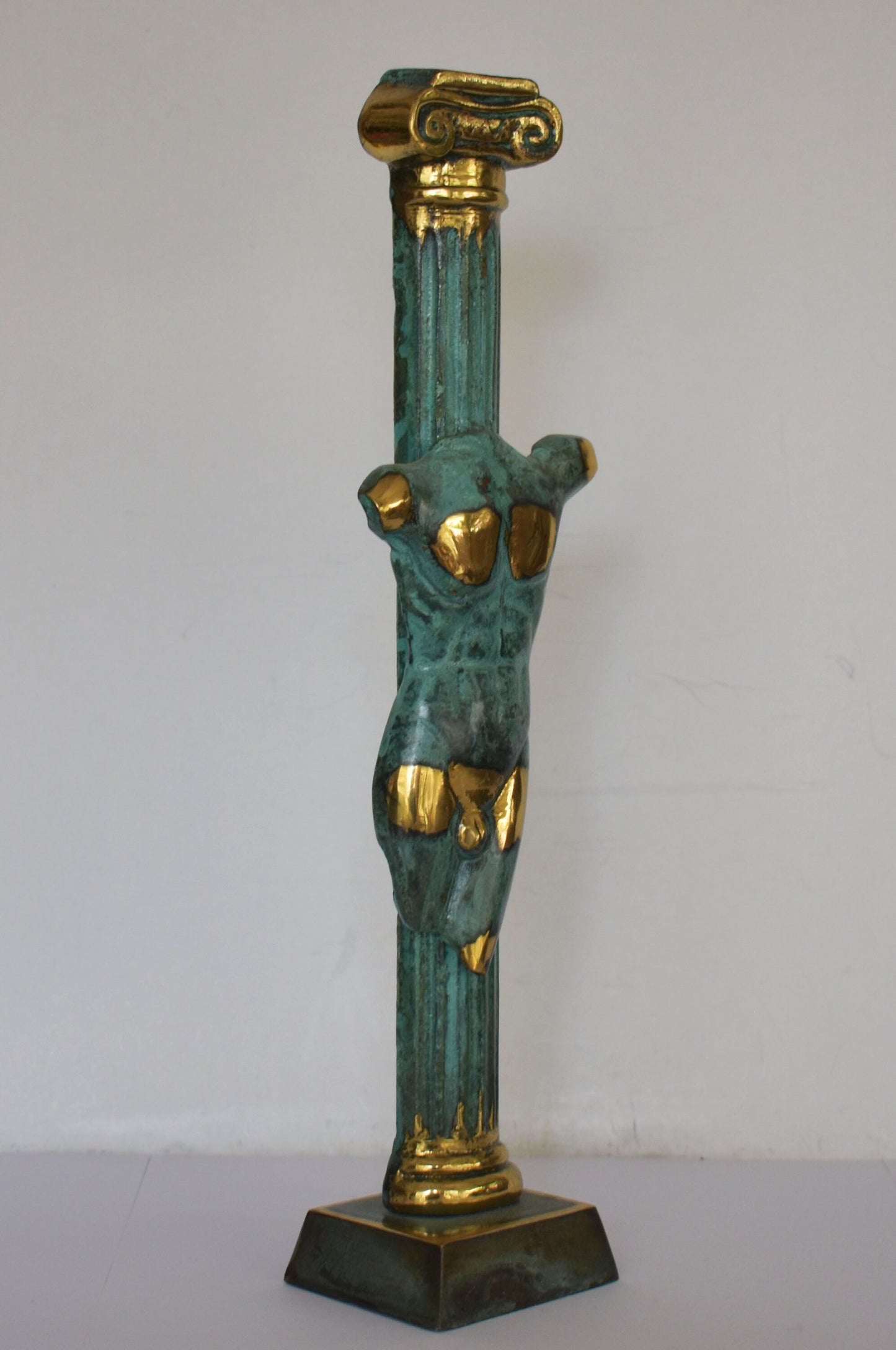 Headless Male Body on Ionic Column - pure Bronze Sculpture