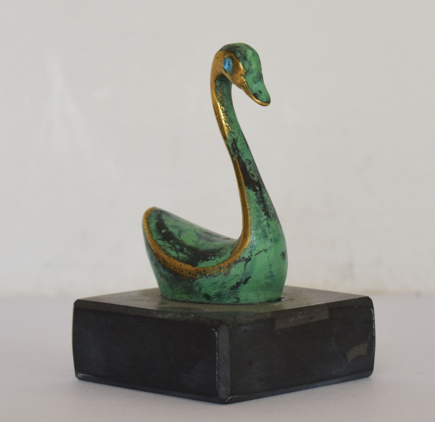 Swan miniature on Marble Base - Symbol of Beauty and Grace in Ancient Greece and was Sacred to Aphrodite - pure Bronze Sculpture