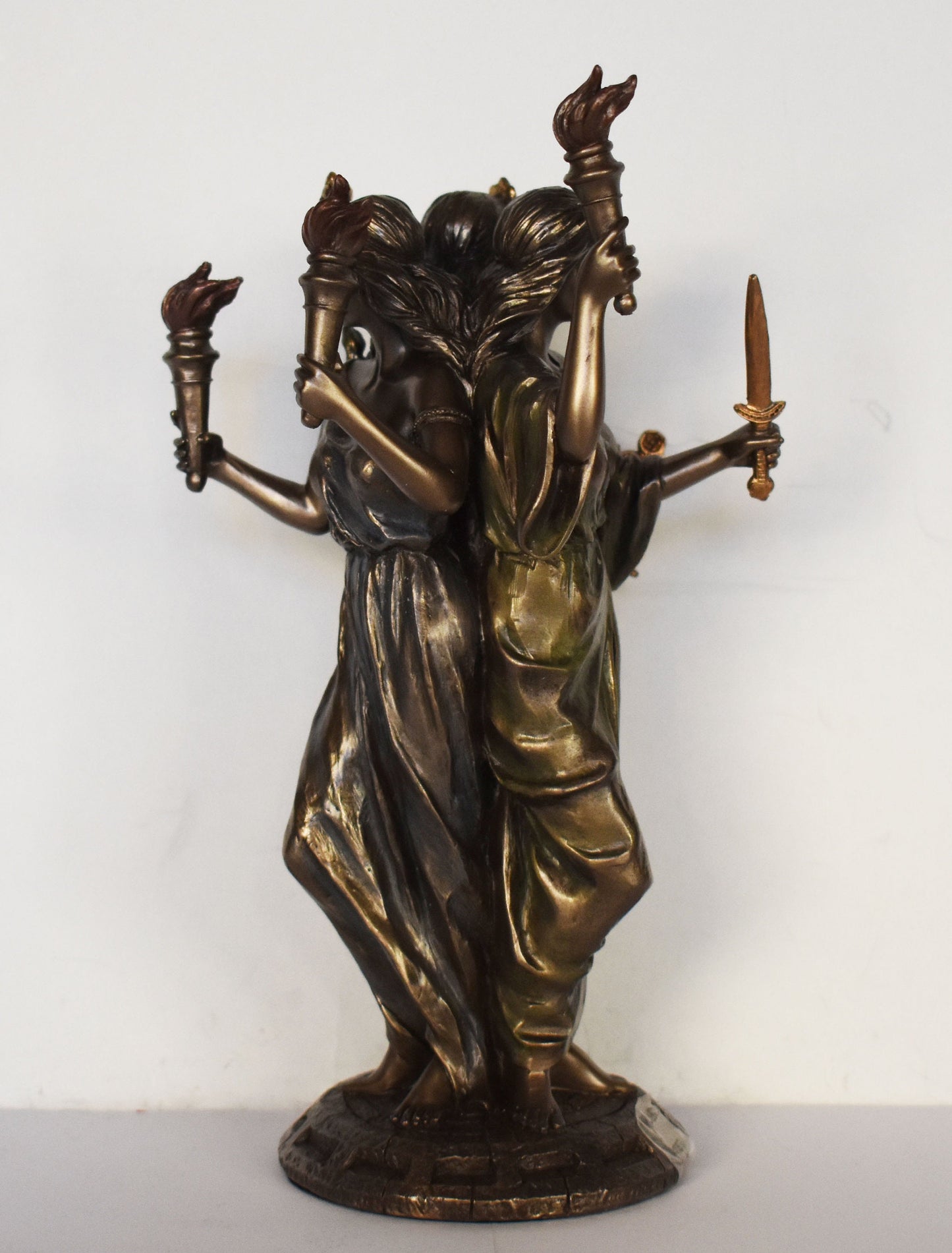 Hecate Hekate - Triple-Bodied - Ancient Greek Goddess of Magic, Witchcraft, the Night, Moon, Ghosts and Necromancy- Cold Cast Bronze Resin