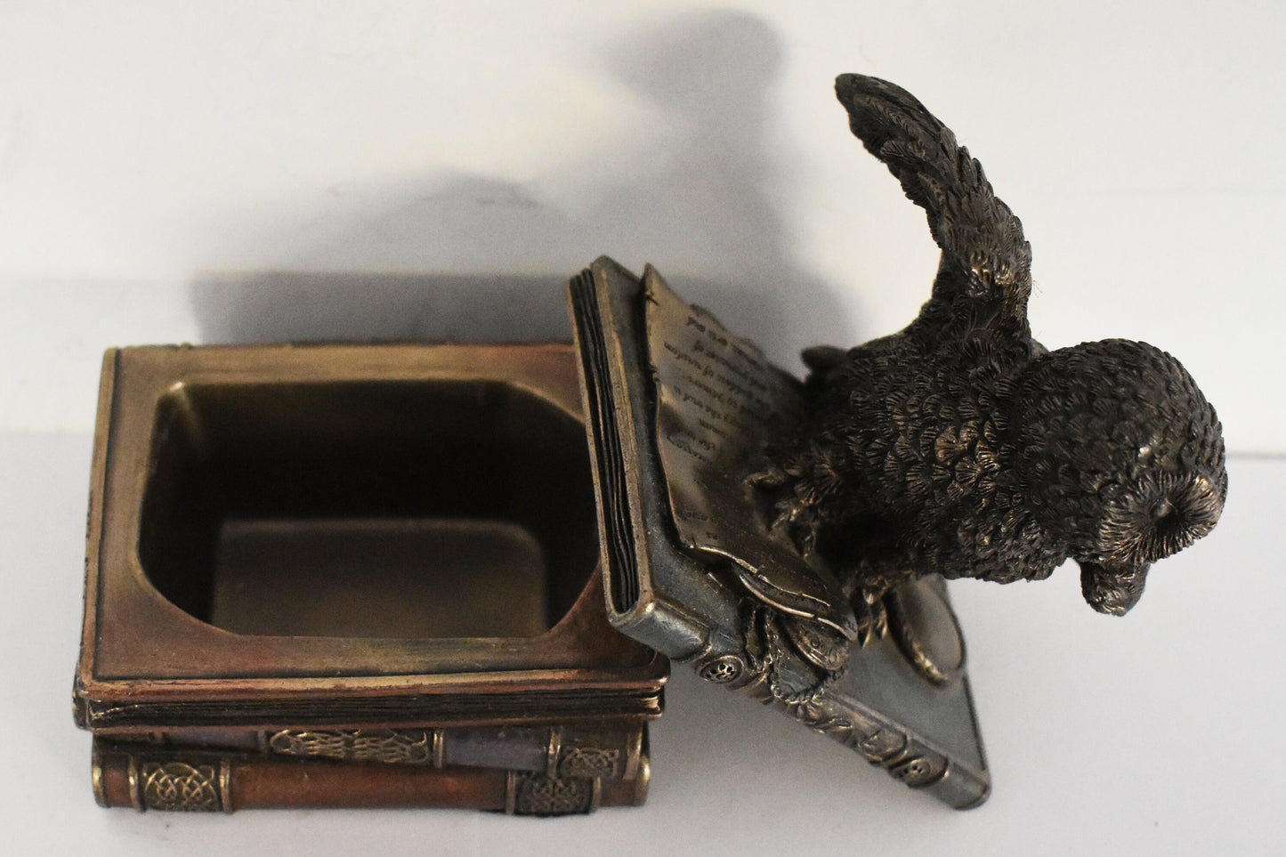 Owl Of Wisdom, good luck and Knowledge - Symbol of Goddess Athena Minerva - Ancient Greece - Jewelry Box - Cold Cast Bronze Resin