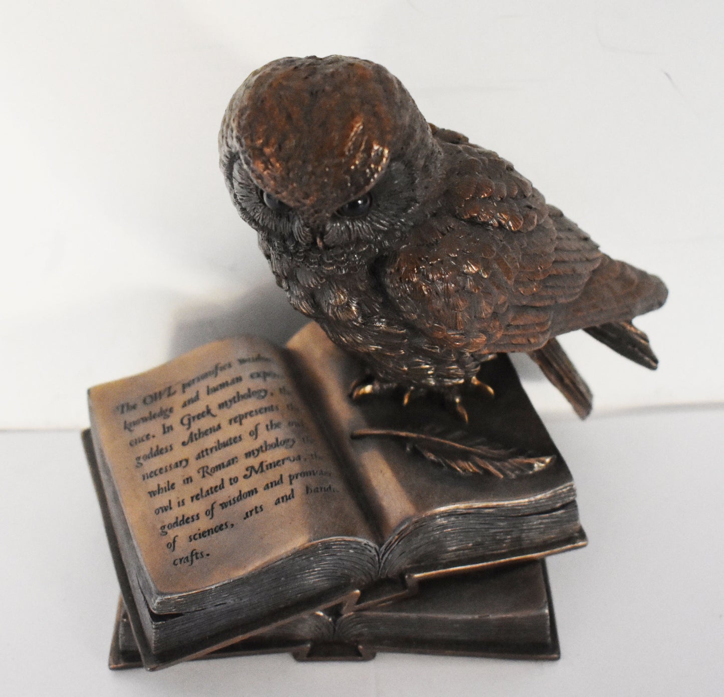 Owl Of Wisdom and Knowledge - Symbol of  Greek Roman Goddess Athena Minerva - Ancient Greece - Cold Cast Bronze Resin