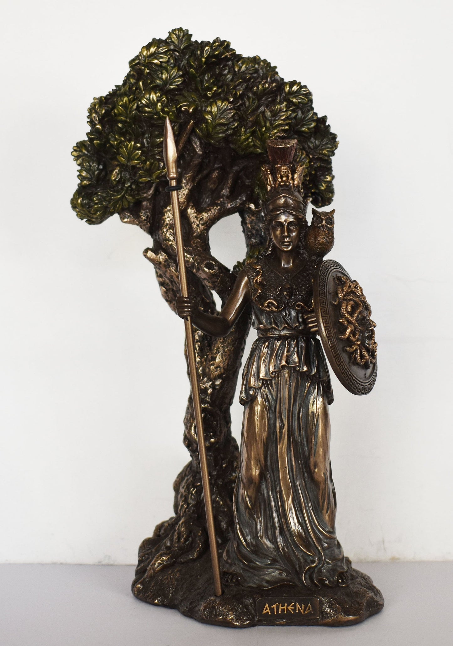 Athena Minerva - Olive Tree - Greek Roman goddes of Wisdom, Strength, Strategy, Courage, Inspiration, Arts, Crafts - Cold Cast Bronze Resin