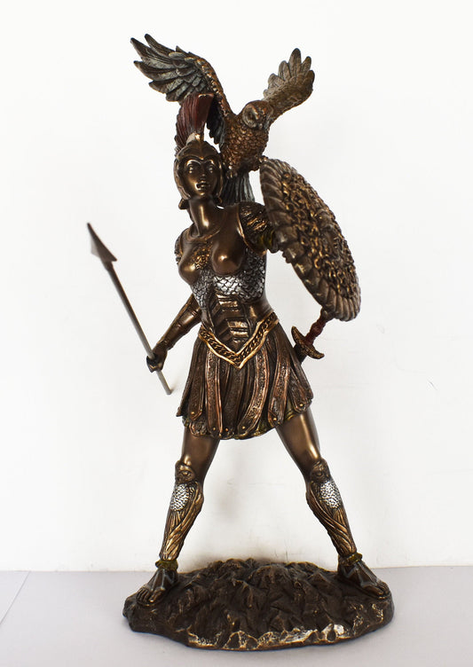Athena Minerva - Greek Roman goddes of Wisdom, Strength, Strategy, Courage, Inspiration, Arts - Mythology - Cold Cast Bronze Resin