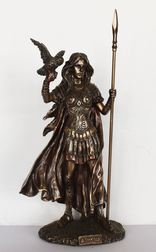 Athena Minerva - Greek Roman goddes of Wisdom, Strength, Strategy, Courage, Inspiration, Arts, Crafts - Cold Cast Bronze Resin